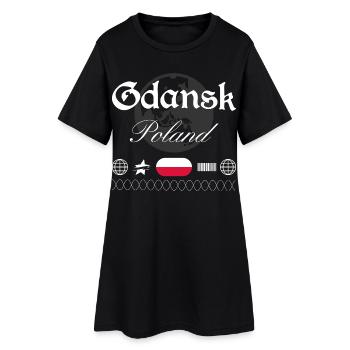 Danzig Polen Streetwear Reise Souvenir - Frauen T-Shirt-Kleid - Schwarz - Vorne