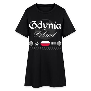 Gdynia Polen Streetwear Reise Souvenir - Frauen T-Shirt-Kleid - Schwarz - Vorne