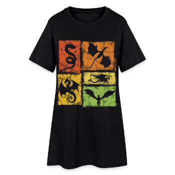 Dragon Graphic - Créatures mythiques mystiques style rétro - Robe T-shirt Femme - noir - Devant