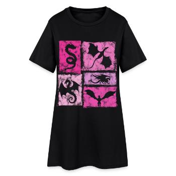 Dragon Graphic Créatures Mystiques Mythiques - Style Vintage - Robe T-shirt Femme - noir - Devant