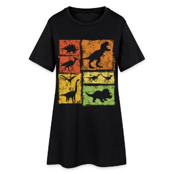 Graphique vintage de dinosaures - Robe T-shirt Femme - noir - Devant