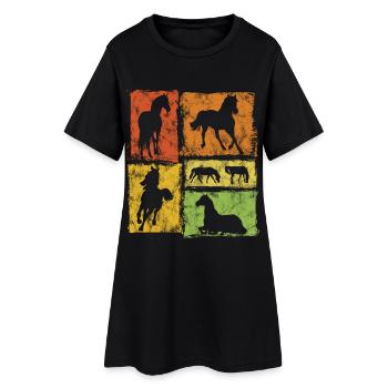 Horses Retro Graphic for Riding and Vaulting - Women’s T-Shirt Dress - black - Front
