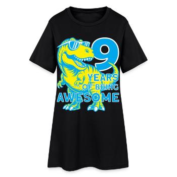 DINO 9 ANS DINOSAURE 9E ANNIVERSAIRE - Robe T-shirt Femme - noir - Devant