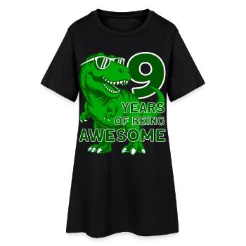 DINO 9 ANS DINOSAURE 9E ANNIVERSAIRE - Robe T-shirt Femme - noir - Devant
