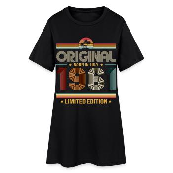 Cadeau du 65e anniversaire Millésime juillet 1961 - Robe T-shirt Femme - noir - Devant