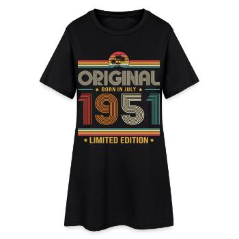 Cadeau du 75e anniversaire Millésime juillet 1951 - Robe T-shirt Femme - noir - Devant