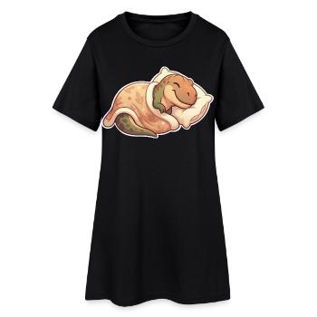 T Rex dort - Robe T-shirt Femme - noir - Devant