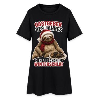 Gastgeber des Jahres, Mental schon im Winterschlaf - Frauen T-Shirt-Kleid - Schwarz - Vorne