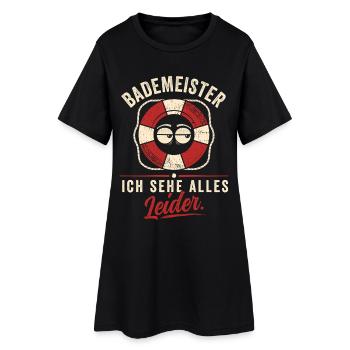 Ich sehe alles. Leider. - Frauen T-Shirt-Kleid - Schwarz - Vorne