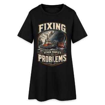Tugboats Tugboats - Women’s T-Shirt Dress - black - Front