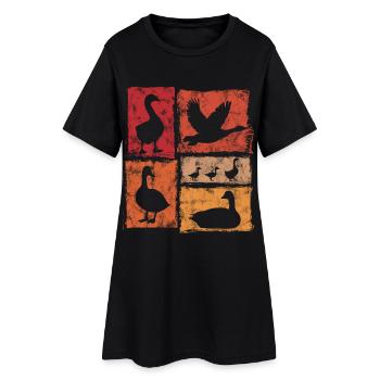 Oies en perspective - Graphique rétro de ferme - Robe T-shirt Femme - noir - Devant