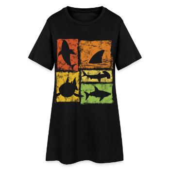 Graphisme de silhouettes vintage de requin - Robe T-shirt Femme - noir - Devant