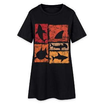 Silhouettes de requins en perspective Graphique - Robe T-shirt Femme - noir - Devant