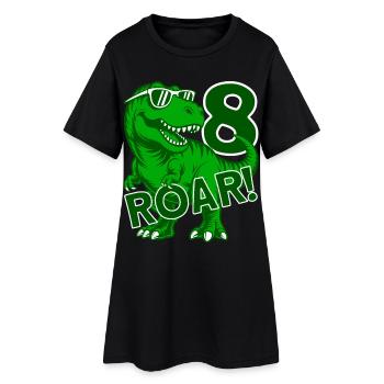 DINO 8 ANS DE DINOSAURE 8E ANNIVERSAIRE - Robe T-shirt Femme - noir - Devant