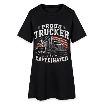 Trucks, transport, coffee, driver - Women’s T-Shirt Dress - black - Front