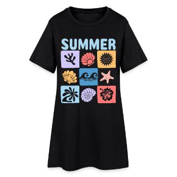 Summer – Maritime Meereswelt voller Urlaubsflair - Frauen T-Shirt-Kleid - Schwarz - Vorne