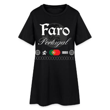 Faro Portugal Streetwear Reise Souvenir - Frauen T-Shirt-Kleid - Schwarz - Vorne