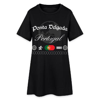 Ponta Delgada Portugal Streetwear Reise Souvenir - Frauen T-Shirt-Kleid - Schwarz - Vorne