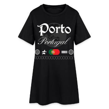 Porto Portugal Streetwear Reise Souvenir - Frauen T-Shirt-Kleid - Schwarz - Vorne