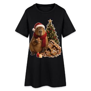 Magie de l’Avent de Capybara de Noël - Robe T-shirt Femme - noir - Devant