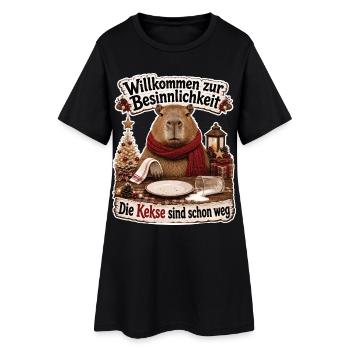 Willkommen zur Besinnlichkeit, Die Kekse sind weg - Frauen T-Shirt-Kleid - Schwarz - Vorne
