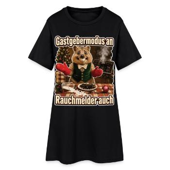 Gastgebermodus an, Rauchmelder auch - Frauen T-Shirt-Kleid - Schwarz - Vorne