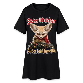 Sicher ist sicher, Außer beim Lametta - Frauen T-Shirt-Kleid - Schwarz - Vorne