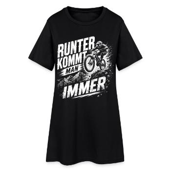 Mountainbike Runter kommt man immer - Frauen T-Shirt-Kleid - Schwarz - Vorne