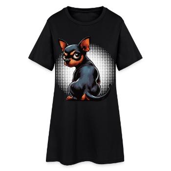 Pinscher miniature Pinscher Pinscher Pinscher Propriétaire Minpin - Robe T-shirt Femme - noir - Devant