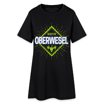 Oberwesel am Rhein Retro Weintrauben Souvenir - Frauen T-Shirt-Kleid - Schwarz - Vorne