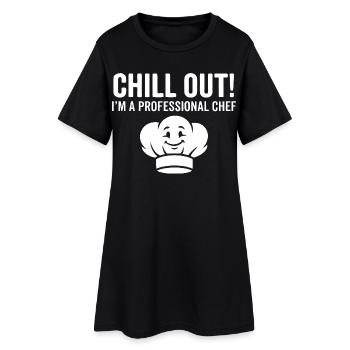 Koch Chill Out - Frauen T-Shirt-Kleid - Schwarz - Vorne