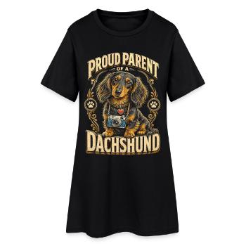 Teckel aux cheveux durs fier parent d’un teckel - Robe T-shirt Femme - noir - Devant