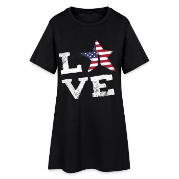 love usa freedom NY stars and stripes stern Cool - Robe T-shirt Femme - noir - Devant