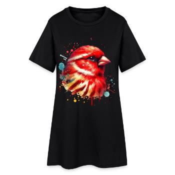 Red Canary Motif - Women’s T-Shirt Dress - black - Front
