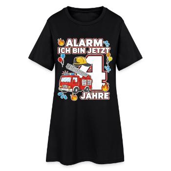 Alarm Ich Bin Jetzt 4 Feuerwehr Geburtstag - Frauen T-Shirt-Kleid - Schwarz - Vorne