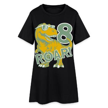 DINO 8 ANS DE DINOSAURE 8E ANNIVERSAIRE - Robe T-shirt Femme - noir - Devant