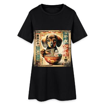 Affiche vintage de ramen teckel - Robe T-shirt Femme - noir - Devant
