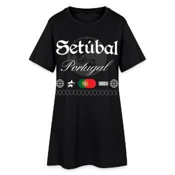 Setúbal Portugal Streetwear Reise Souvenir - Frauen T-Shirt-Kleid - Schwarz - Vorne