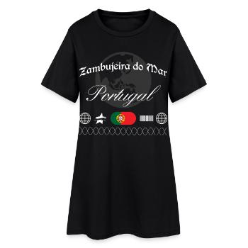 Zambujeira do Mar Portugal Streetwear Souvenir - Frauen T-Shirt-Kleid - Schwarz - Vorne