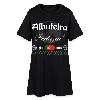 Albufeira Portugal Streetwear Reise Souvenir - Frauen T-Shirt-Kleid - Schwarz - Vorne
