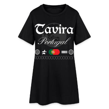 Tavira Portugal Streetwear Reise Souvenir - Frauen T-Shirt-Kleid - Schwarz - Vorne