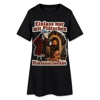 Einlass nur mit Plätzchen - Frauen T-Shirt-Kleid - Schwarz - Vorne