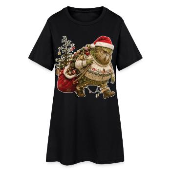 Kakapo carries Christmas alone - Women’s T-Shirt Dress - black - Front