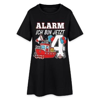 Alarm Ich Bin Jetzt 4 Feuerwehr Geburtstag - Frauen T-Shirt-Kleid - Schwarz - Vorne