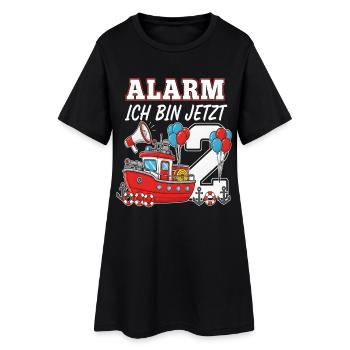 Alarm Ich Bin Jetzt 2 Feuerwehr Geburtstag - Frauen T-Shirt-Kleid - Schwarz - Vorne