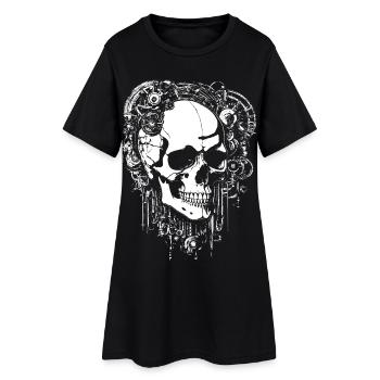 Crâne Steampunk avec Engrenages - Robe T-shirt Femme - noir - Devant