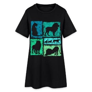 Graphisme rétro de Lions Silhouettes - Robe T-shirt Femme - noir - Devant