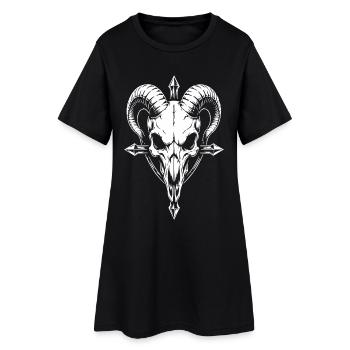 Skull with Horns Ram Skull - Women’s T-Shirt Dress - black - Front
