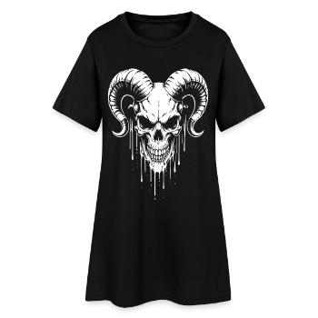 Skull with Horns Ram Skull - Women’s T-Shirt Dress - black - Front