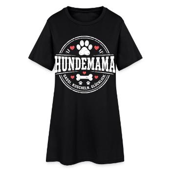 Hundemama Gassi Kuscheln Glücklich Shirt - Frauen T-Shirt-Kleid - Schwarz - Vorne